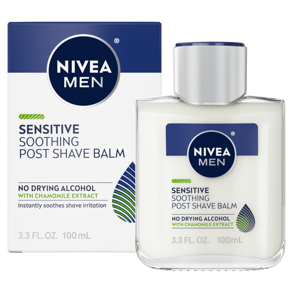 NIVEA MEN Sensitive Soothing Post Shave Balm with Vitamin E, Pro-Vitamin B5 and Chamomile Extract, Alcohol Free After Shave Balm for Men, 3.3 Fl Oz Bottle NIVEA MEN Sensitive Soothing Post Shave Balm with Vitamin E, Pro-Vitamin B5 and Chamomile Extract, Alcohol Free After Shave Balm for Men, 3.3 Fl Oz Bottle