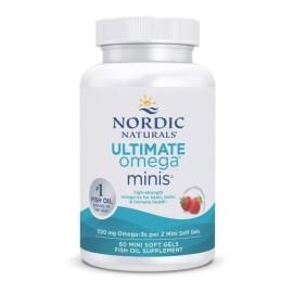 Nordic Naturals Ultimate Omega 2X Mini, Strawberry Flavor - 60 Mini Soft Gels - 1120 mg Omega-3 - High-Potency Omega-3 Fish Oil Supplement - EPA & DHA - Promotes Brain & Heart Health - 30 Servings