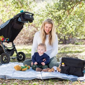 J.L. Childress Cool \'N Cargo Stroller and Wagon Cooler and Organizer - Universal Fit - Insulated - Attaches to Strollers, Wagons, Walkers and Wheelchairs - Large Capacity - Black