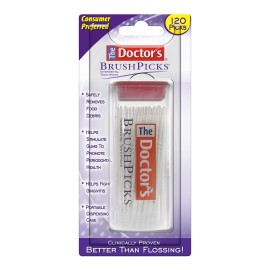 The Doctor\'s BrushPicks, Interdental Brushes and Dental Pick 2-in-1, Plaque Remover for Teeth, 120 Toothpicks, 1 Pack