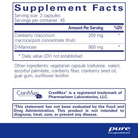 Pure Encapsulations Cranberry D-Mannose - Supports Urinary Tract Health* - with Cranberry Fruit Solids - Vegan & Non-GMO Dietary Supplement - 90 Capsules Pure Encapsulations Cranberry D-Mannose - Supports Urinary Tract Health* - with Cranberry Fruit Solids - Vegan & Non-GMO Dietary Supplement - 90 Capsules