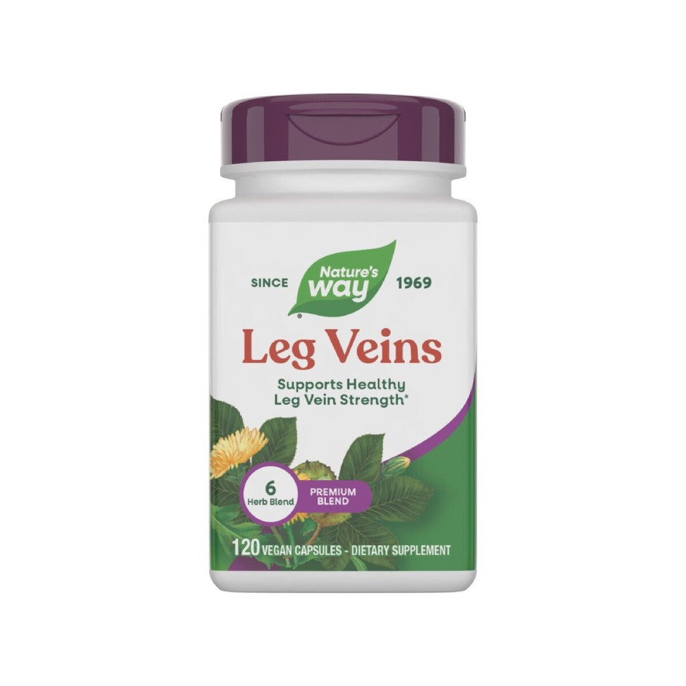 Nature\'s Way Leg Veins, Supports Healthy Leg Vein Strength*, 6-Herb Blend, With Horse Chestnut Extract, Dandelion, Gluten Free, 120 Vegan Capsules (Packaging May Vary)