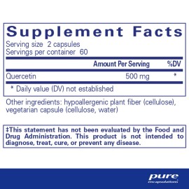 Pure Encapsulations Quercetin - 500 mg - Immune Support, Cellular Health & Heart Health - Antioxidant Supplement - Gluten Free & Non-GMO - 120 Capsules