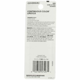Continuous Color Lipstick - 505 Iceblue Pink by CoverGirl for Women - 0.13 oz Lipstick Continuous Color Lipstick - 505 Iceblue Pink by CoverGirl for Women - 0.13 oz Lipstick
