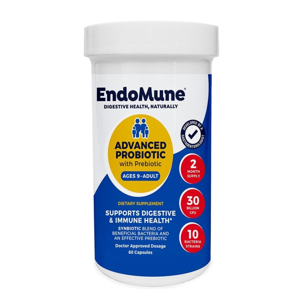 Endomune Advanced Adult Multi-Strain Probiotic Supplement with Prebiotic | 10 Strains, 30 Billion CFU | Physician Formulated (60-Count) Endomune Advanced Adult Multi-Strain Probiotic Supplement with Prebiotic | 10 Strains, 30 Billion CFU | Physician Formulated (60-Count)