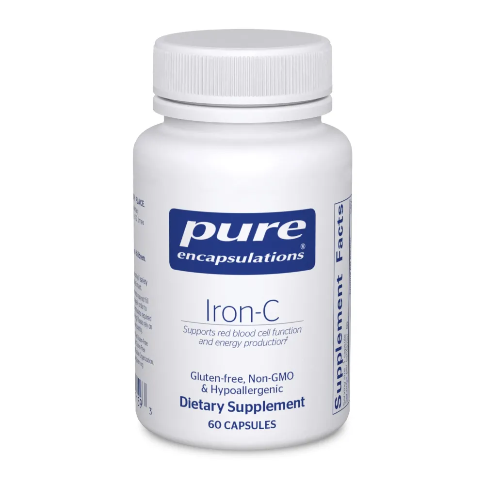 Pure Encapsulations Iron-C - 15 mg - 175 mg Vitamin C - Red Blood Cell Support* - Energy Production - Highly Bioavailable Iron Pill - Gluten Free & Vegan - 60 Capsules Pure Encapsulations Iron-C - 15 mg - 175 mg Vitamin C - Red Blood Cell Support* - Energy Production - Highly Bioavailable Iron Pill - Gluten Free & Vegan - 60 Capsules