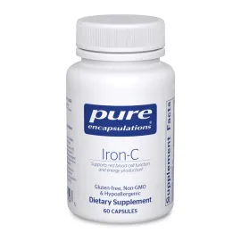 Pure Encapsulations Iron-C - 15 mg - 175 mg Vitamin C - Red Blood Cell Support* - Energy Production - Highly Bioavailable Iron Pill - Gluten Free & Vegan - 60 Capsules
