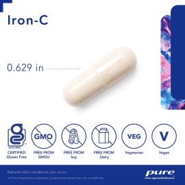Pure Encapsulations Iron-C - 15 mg - 175 mg Vitamin C - Red Blood Cell Support* - Energy Production - Highly Bioavailable Iron Pill - Gluten Free & Vegan - 60 Capsules Pure Encapsulations Iron-C - 15 mg - 175 mg Vitamin C - Red Blood Cell Support* - Energy Production - Highly Bioavailable Iron Pill - Gluten Free & Vegan - 60 Capsules