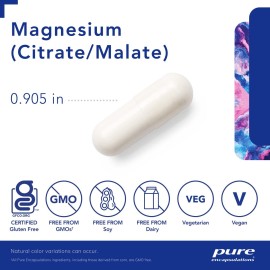 Pure Encapsulations Magnesium (Citrate/Malate) - Magnesium Supplement to Support Nutrient Utilization, Energy, Bones & Heart Health* - with Magnesium Citrate & Malate - 180 Capsules Pure Encapsulations Magnesium (Citrate/Malate) - Magnesium Supplement to Support Nutrient Utilization, Energy, Bones & Heart Health* - with Magnesium Citrate & Malate - 180 Capsules