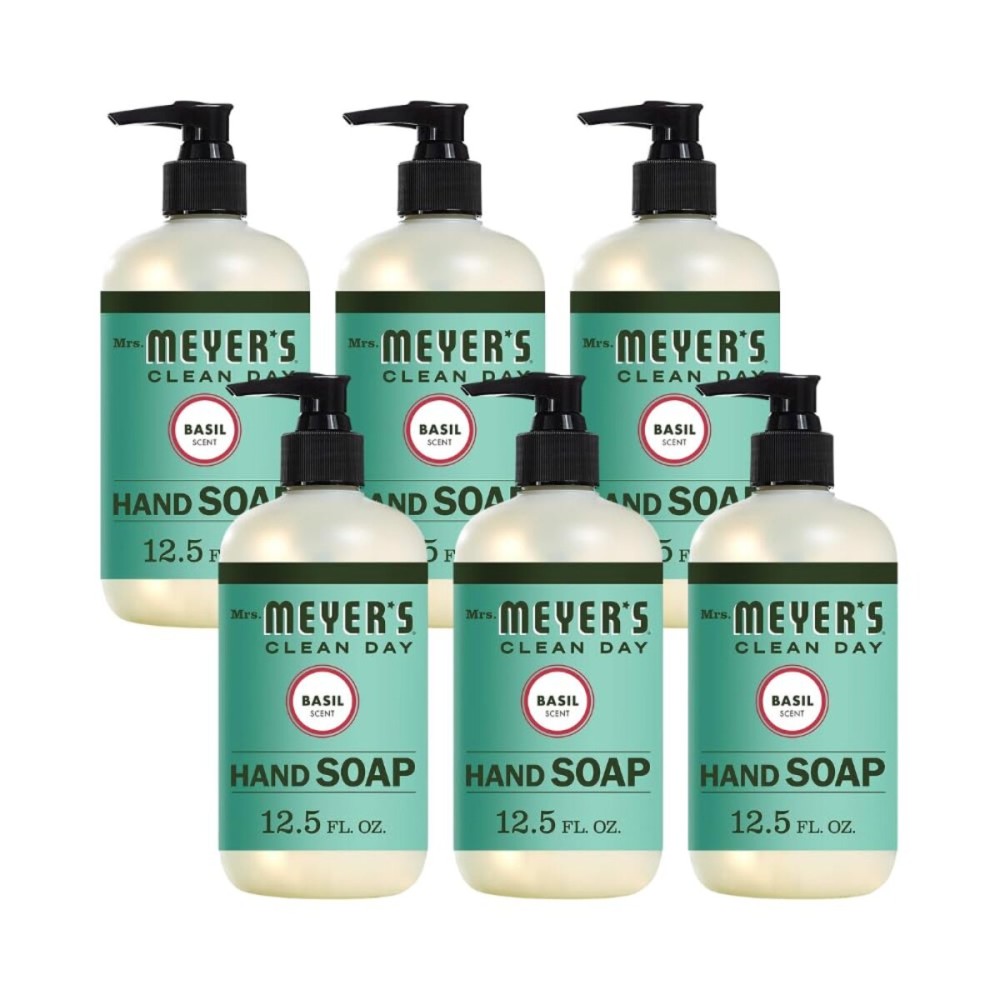 MRS. MEYER\'S CLEAN DAY Liquid Hand Soap, Cruelty Free and Biodegradable Hand Wash Made with Essential Oils, Basil Scent, 12.5 oz - Pack of 6 MRS. MEYER\'S CLEAN DAY Liquid Hand Soap, Cruelty Free and Biodegradable Hand Wash Made with Essential Oils, Basil Scent, 12.5 oz - Pack of 6