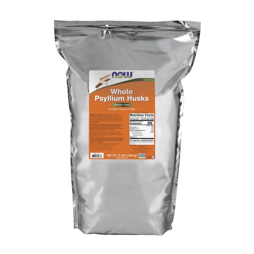 NOW Foods Supplements, Whole Psyllium Husks, Non-GMO Project Verified, Soluble Fiber, 10-Pound NOW Foods Supplements, Whole Psyllium Husks, Non-GMO Project Verified, Soluble Fiber, 10-Pound