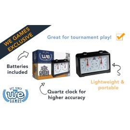 WE Games Analog Chess Clock Timer with Quartz Precision Technology, Game Timer Clock for Blitz Chess and Bullet Chess, Chess Timer Clock Official, Chess Clocks with Analog Timer for Board Games