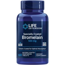 Life Extension Specially-Coated Bromelain, Pineapple Extract, Joint Health, Joint Comfort, Vegetarian, Gluten-Free, Non-GMO, 500 mg, 60 enteric-Coated Tablets