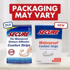 Secure Denture Adhesive Strips - Zinc Free - Waterproof - Comfortable Cushion Fit for Uppers & Lowers - Extra Firm All-Day-Hold - No Mess - Clean Ingredients - 15 Strips (1 Pack) Secure Denture Adhesive Strips - Zinc Free - Waterproof - Comfortable Cushion Fit for Uppers & Lowers - Extra Firm All-Day-Hold - No Mess - Clean Ingredients - 15 Strips (1 Pack)