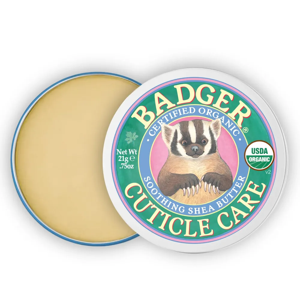 Badger Cuticle Care, 100% Organic Cuticle Cream for Natural Nail Care, Soothe & Restore Dry & Splitting Cuticles, Rich Shea Butter, Light Citrus Scent, .75oz Tin Badger Cuticle Care, 100% Organic Cuticle Cream for Natural Nail Care, Soothe & Restore Dry & Splitting Cuticles, Rich Shea Butter, Light Citrus Scent, .75oz Tin