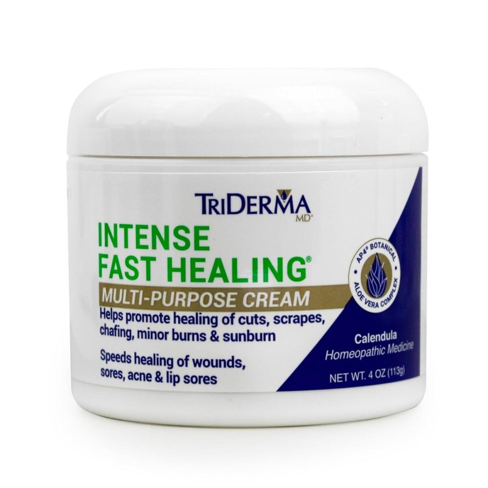 TriDerma Intense Fast Healing Cream, Decreases Healing Time for Minor Irritations, Rashes, Scrapes, Cuts 4 Ounces TriDerma Intense Fast Healing Cream, Decreases Healing Time for Minor Irritations, Rashes, Scrapes, Cuts 4 Ounces