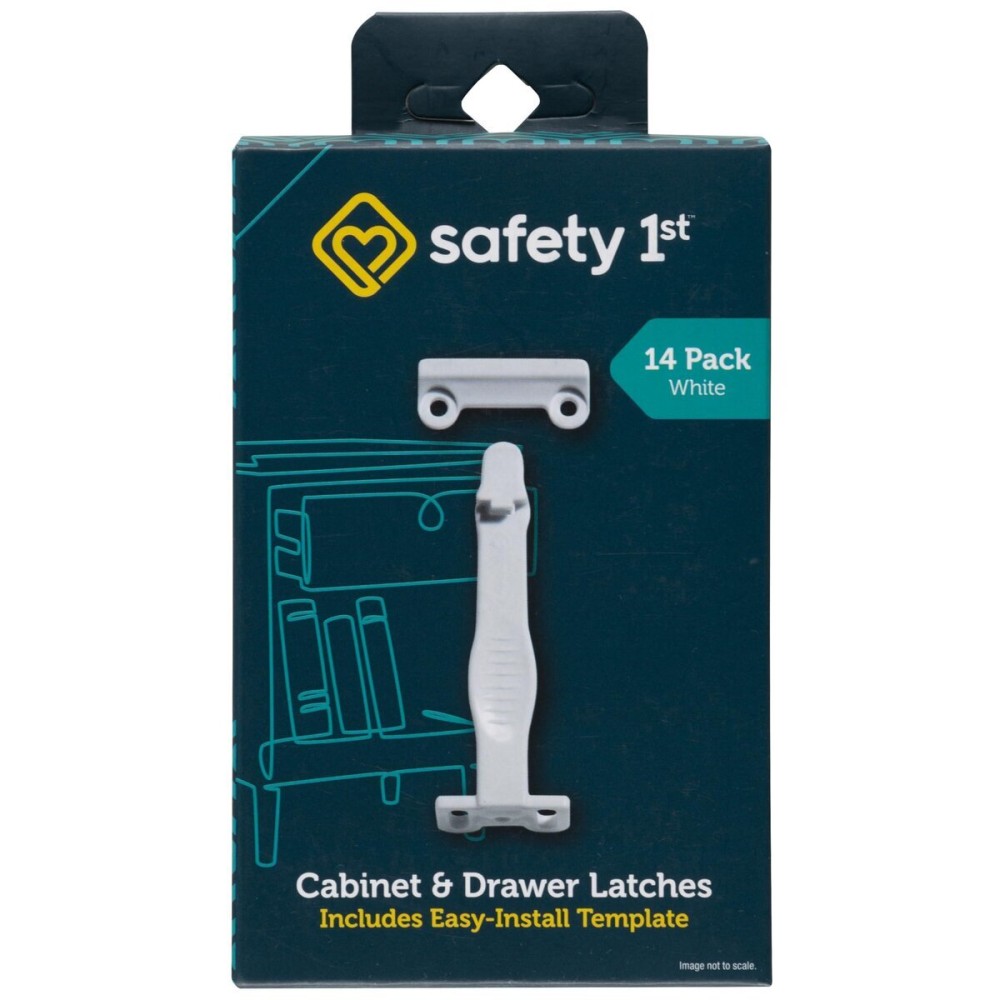 Safety 1st Cabinet & Drawer Latch 14 Pack, Babyproofing Locks for Toddlers, Easy Install, Child Safety, Hidden Design, Secure Cabinets & Drawers