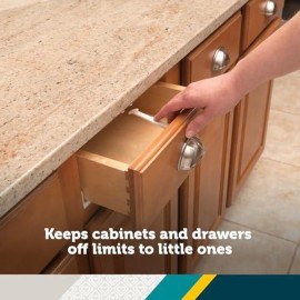 Safety 1st Cabinet & Drawer Latch 14 Pack, Babyproofing Locks for Toddlers, Easy Install, Child Safety, Hidden Design, Secure Cabinets & Drawers