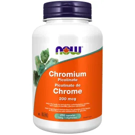 NOW Supplements, Chromium Picolinate 200 mcg, Insulin Co-Factor*, 250 Veg Capsules