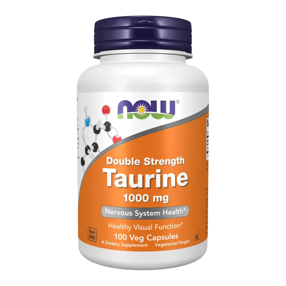NOW Foods Supplements, Taurine 1,000 mg, Double Strength, Nervous System Health*, 100 Veg Capsules