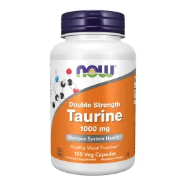NOW Foods Supplements, Taurine 1,000 mg, Double Strength, Nervous System Health*, 100 Veg Capsules