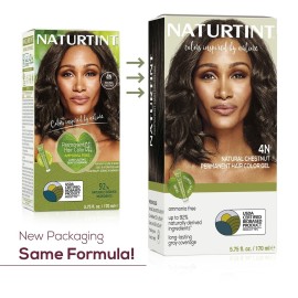 Naturtint 4N Natural Chestnut Permanent Hair Color (Pack of 1), Ammonia Free, Vegan, Cruelty Free, up to 100% Gray Coverage, Long Lasting Results (Packaging may vary)