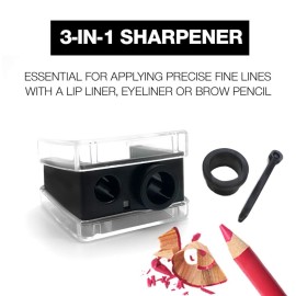 Palladio Double Barrel 3 in 1 Cosmetic Pencil Sharpener with Cover, Stainless Steel Blade, Size Adjuster, Essential for Small and Extra Large Lip Liner, Eyeliner, Brow Pencils Palladio Double Barrel 3 in 1 Cosmetic Pencil Sharpener with Cover, Stainless Steel Blade, Size Adjuster, Essential for Small and Extra Large Lip Liner, Eyeliner, Brow Pencils