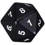 Koplow Games 55mm Jumbo D20 Opaque Black with White Numbers