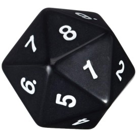 Koplow Games 55mm Jumbo D20 Opaque Black with White Numbers Koplow Games 55mm Jumbo D20 Opaque Black with White Numbers