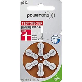 Power One Size 312 Hearing Aid Battery No Mercury, 60 Batteries Power One Size 312 Hearing Aid Battery No Mercury, 60 Batteries