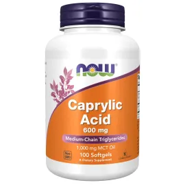 NOW Foods Supplements, Caprylic Acid 600 mg, MCT (Medium-Chain Triglycerides), 100 Softgels