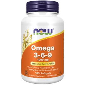 NOW Foods Supplements, Omega 3-6-9 1000 mg with a blend of Flax Seed, Evening Primrose, Canola, Black Currant and Pumpkin Seed Oils, 100 Softgels