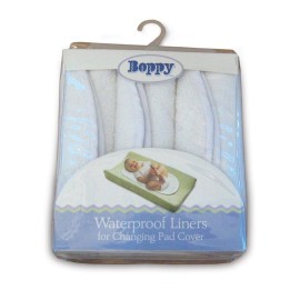 Boppy Changing Pad Liners, Pack of 3, White, Soft Terrycloth with Waterproof Backing Makes Wiggly Diaper Changes Easier and Comfy, for Quicker Cleanup of Changing Pads, Machine Washable and Dryable