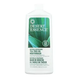Desert Essence Tea Tree Oil Mouthwash, Spearmint, 16 fl oz - Alcohol Free, Sugar Free, Gluten Free, Vegan, Cruelty Free, Non-GMO - Aloe, Vitamin C & Spearmint Essential Oil - Healthy Teeth & Gums