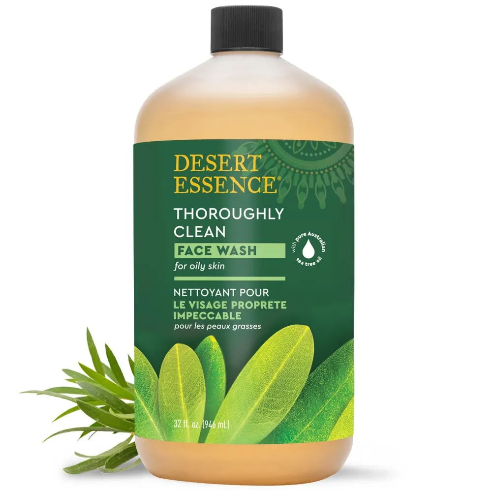 Desert Essence Thoroughly Clean Face Wash with Tea Tree Oil, Castile Soap and Coconut Oil - Organic Facial Cleanser for Sensitive and Oily Skin, Vegan & Cruelty-Free, 32 fl oz Desert Essence Thoroughly Clean Face Wash with Tea Tree Oil, Castile Soap and Coconut Oil - Organic Facial Cleanser for Sensitive and Oily Skin, Vegan & Cruelty-Free, 32 fl oz