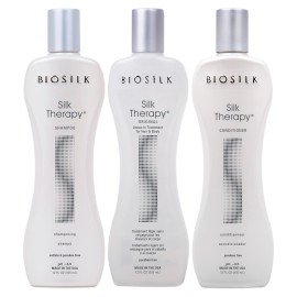 BioSilk 3-Piece Silk Therapy Shampoo, Conditioner & Serum Kit, Haircare For Incredible Shine, Sulfate, Paraben, & Cruelty-Free, 12 Oz (3 Products)