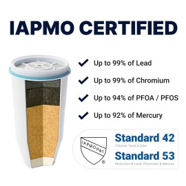 ZeroWater Official Replacement Filter - 5-Stage 0 TDS Filter Replacement - System IAPMO Certified to Reduce Lead, Chromium, and PFOA/PFOS, 2-Pack