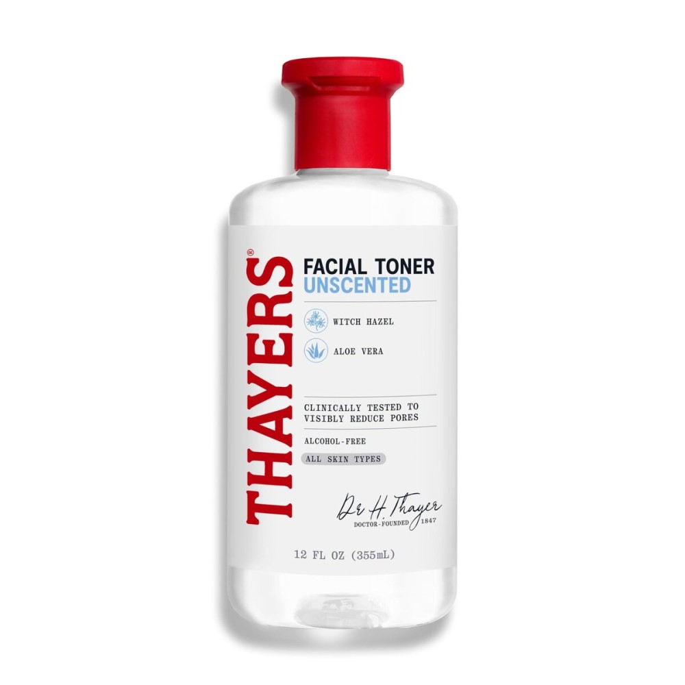 THAYERS Alcohol-Free, Hydrating, Unscented Witch Hazel Facial Toner with Aloe Vera Formula, Vegan, Dermatologist Tested and Recommended, 12 Oz (Packaging May Vary) THAYERS Alcohol-Free, Hydrating, Unscented Witch Hazel Facial Toner with Aloe Vera Formula, Vegan, Dermatologist Tested and Recommended, 12 Oz (Packaging May Vary)