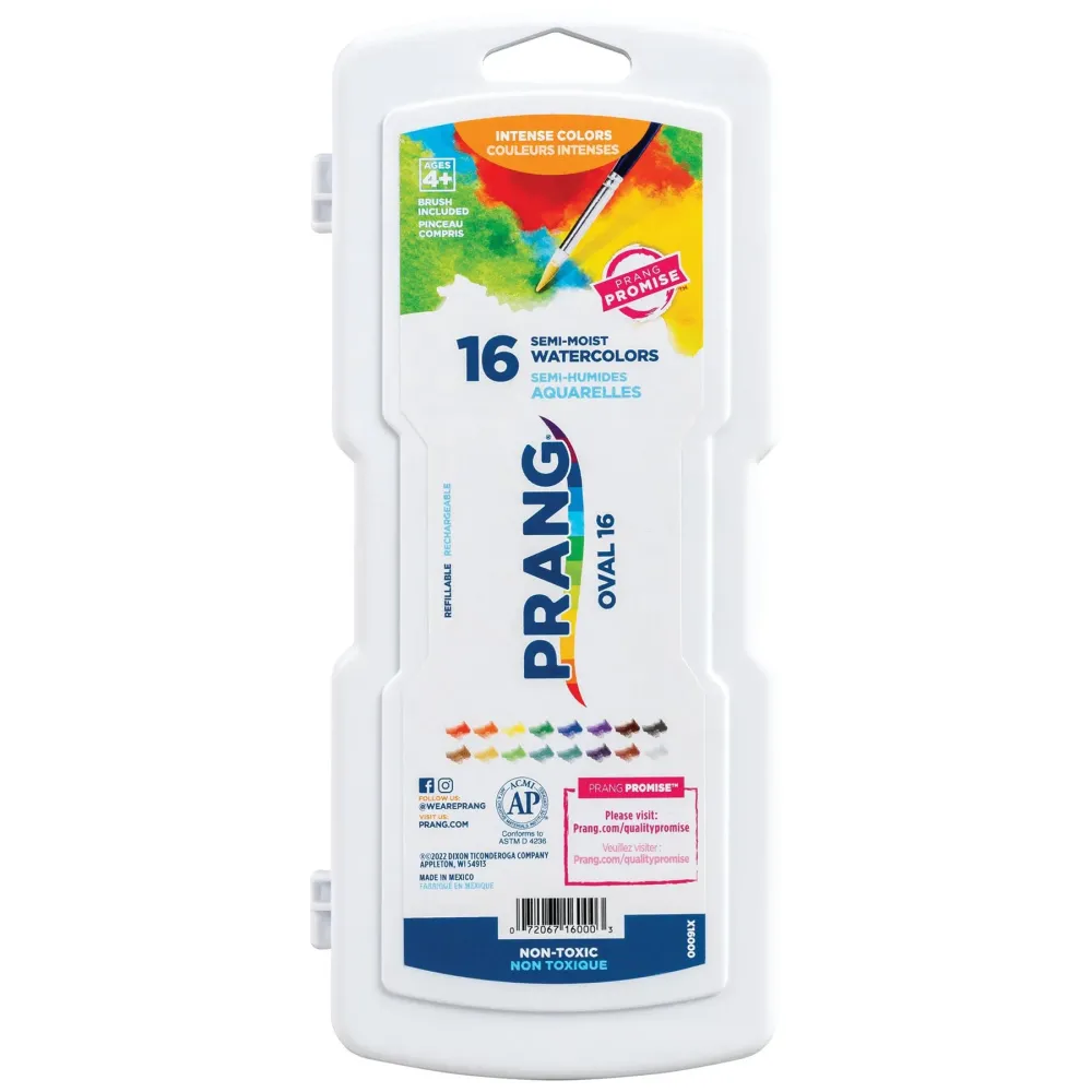 Prang Oval Pan Watercolor Paint Set, 16 Assorted Colors, 1 Count