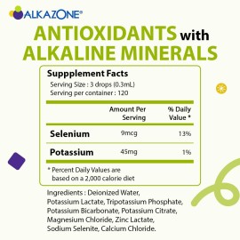 Alkazone Balance Your pH, Antioxidants Alkaline Mineral Drops, Single 1.25 Oz Pack, Portable, Yields 10 Gallons of alkaline, antioxidant Water, Unflavored, pH Balance, Hydration Alkazone Balance Your pH, Antioxidants Alkaline Mineral Drops, Single 1.25 Oz Pack, Portable, Yields 10 Gallons of alkaline, antioxidant Water, Unflavored, pH Balance, Hydration