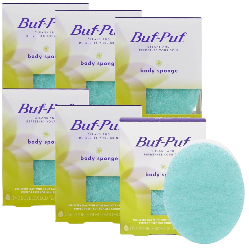 Buf-Puf Body Sponge, Bath Sponge, Dermatologist Developed, Cleanses Skin of Dirt, and Excess Oil, Reusable, Exfoliating, 6 Count Buf-Puf Body Sponge, Bath Sponge, Dermatologist Developed, Cleanses Skin of Dirt, and Excess Oil, Reusable, Exfoliating, 6 Count