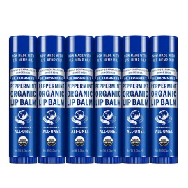 Dr. Bronner\'s - Organic Lip Balm (Peppermint, 0.15 ounce, 6-Pack) - Made with Organic Beeswax and Avocado Oil, For Dry Lips, Hands, Chin or Cheeks, Jojoba Oil for Added Moisture, Cooling and Hydrating