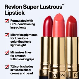 Revlon Super Lustrous Lipstick, Creamy Formula For Soft, Fuller-Looking Lips, Moisturized Feel, Certainly Red (740), 0.15 oz Revlon Super Lustrous Lipstick, Creamy Formula For Soft, Fuller-Looking Lips, Moisturized Feel, Certainly Red (740), 0.15 oz
