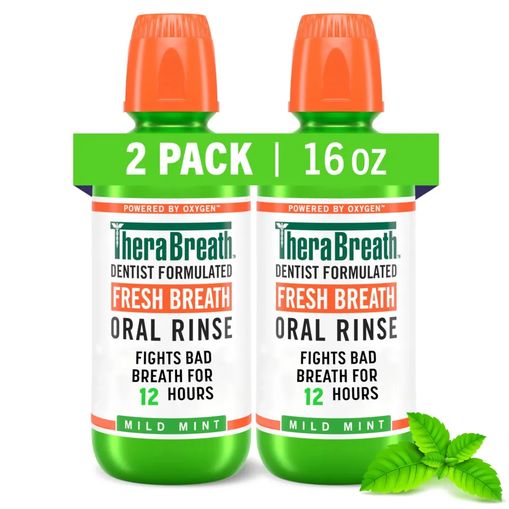 TheraBreath Fresh Breath Mouthwash, Mild Mint Flavor, Alcohol-Free, 16 Fl Oz (2-Pack) TheraBreath Fresh Breath Mouthwash, Mild Mint Flavor, Alcohol-Free, 16 Fl Oz (2-Pack)