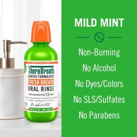 TheraBreath Fresh Breath Mouthwash, Mild Mint Flavor, Alcohol-Free, 16 Fl Oz (2-Pack) TheraBreath Fresh Breath Mouthwash, Mild Mint Flavor, Alcohol-Free, 16 Fl Oz (2-Pack)