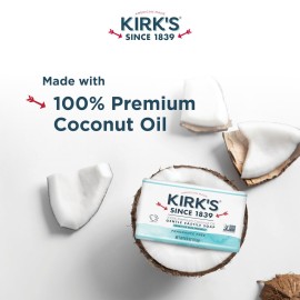 Castile Bar Soap by Kirks | Clean Soap for Men, Women & Children | Premium Coconut Oil | Sensitive Skin Formula, Vegan | Fragrance-Free/Unscented | 4 oz. Bars - 3 Pack