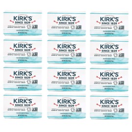 Castile Bar Soap by Kirks | Clean Soap for Men, Women & Children | Premium Coconut Oil | Sensitive Skin Formula, Vegan | Fragrance-Free/Unscented | 4 oz. Bars - 12 Pack