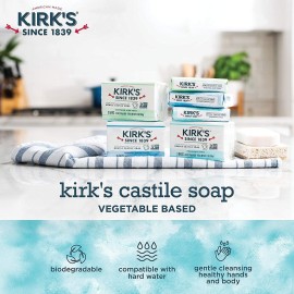 Castile Bar Soap by Kirks | Clean Soap for Men, Women & Children | Premium Coconut Oil | Sensitive Skin Formula, Vegan | Fragrance-Free/Unscented | 4 oz. Bars - 12 Pack Castile Bar Soap by Kirks | Clean Soap for Men, Women & Children | Premium Coconut Oil | Sensitive Skin Formula, Vegan | Fragrance-Free/Unscented | 4 oz. Bars - 12 Pack