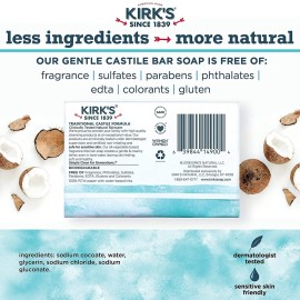 Castile Bar Soap by Kirks | Clean Soap for Men, Women & Children | Premium Coconut Oil | Sensitive Skin Formula, Vegan | Fragrance-Free/Unscented | 4 oz. Bars - 12 Pack Castile Bar Soap by Kirks | Clean Soap for Men, Women & Children | Premium Coconut Oil | Sensitive Skin Formula, Vegan | Fragrance-Free/Unscented | 4 oz. Bars - 12 Pack
