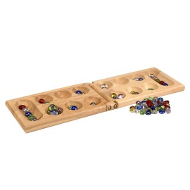 Pressman Mancala Board Game | Fun Classic Table for Adults & Kids | Includes 48 Plastic Mancala Stones and Wood Hinged Playing Board | 2 Players, Ages 6+ Pressman Mancala Board Game | Fun Classic Table for Adults & Kids | Includes 48 Plastic Mancala Stones and Wood Hinged Playing Board | 2 Players, Ages 6+